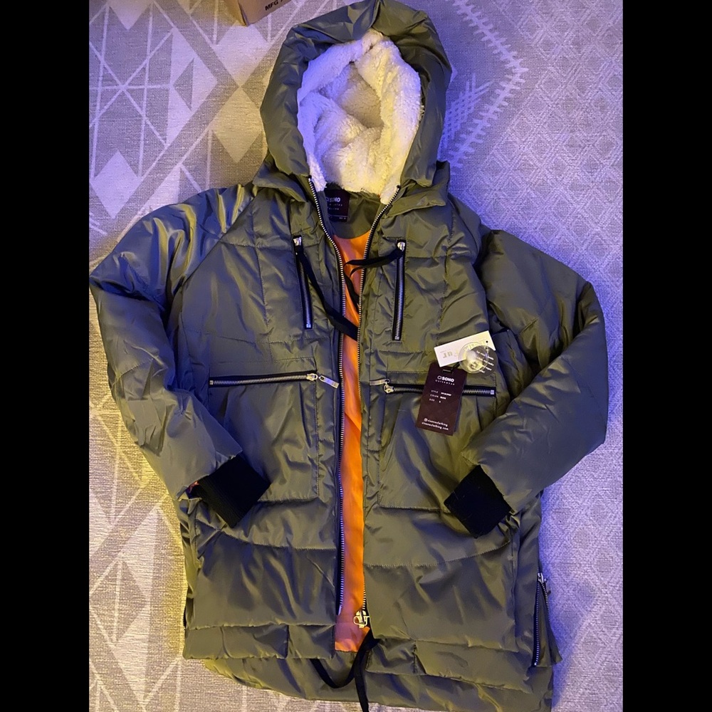 Olive green jacket, brand new with tags